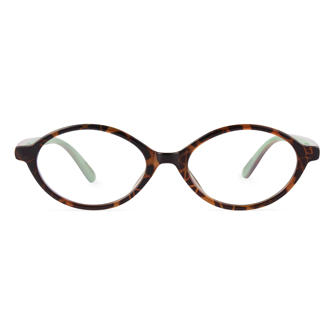 Front view of isra y2k oval tr90 eyeglasses or0312402 in brown tortoise